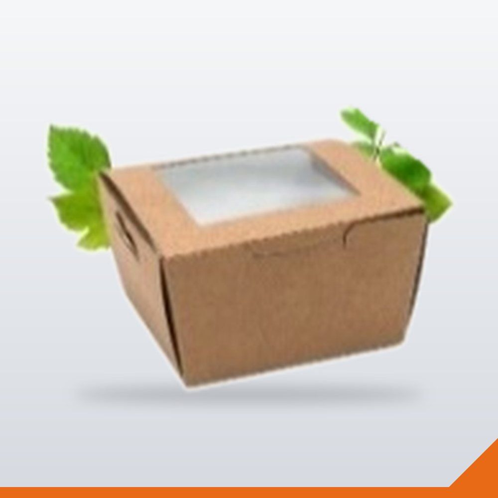 BOX-007-KFT Brownie Box with Window – Kraft – 50/Pack