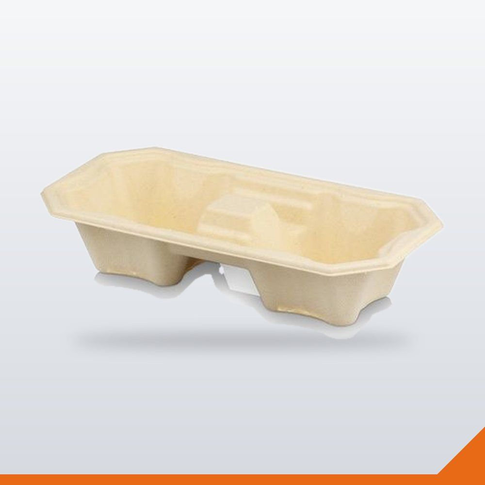 BOX-039-2CUP-P180 Cup Carry Tray Bamboo Pulp – 2 cup, 180/Box