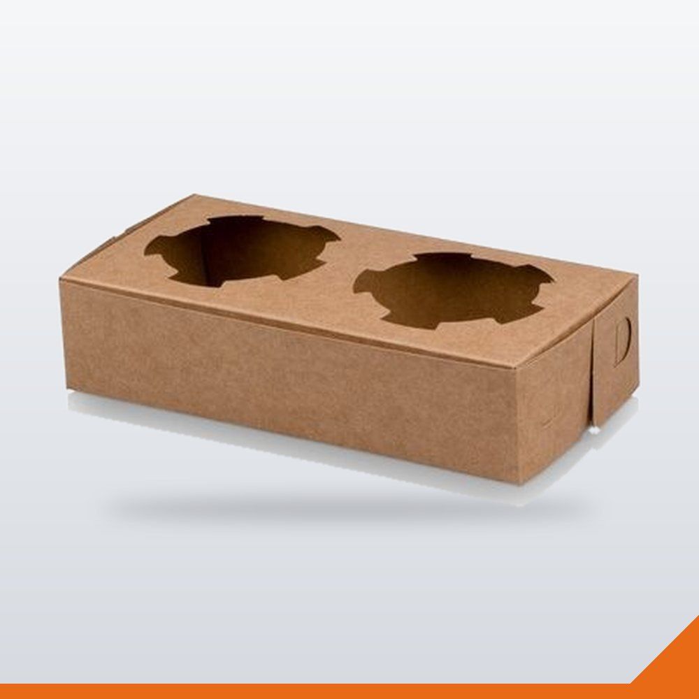 BOX-040-KFT-2CUP Cup Carry Tray Flat Pack – Kraft, 2 cup, 100/Pack