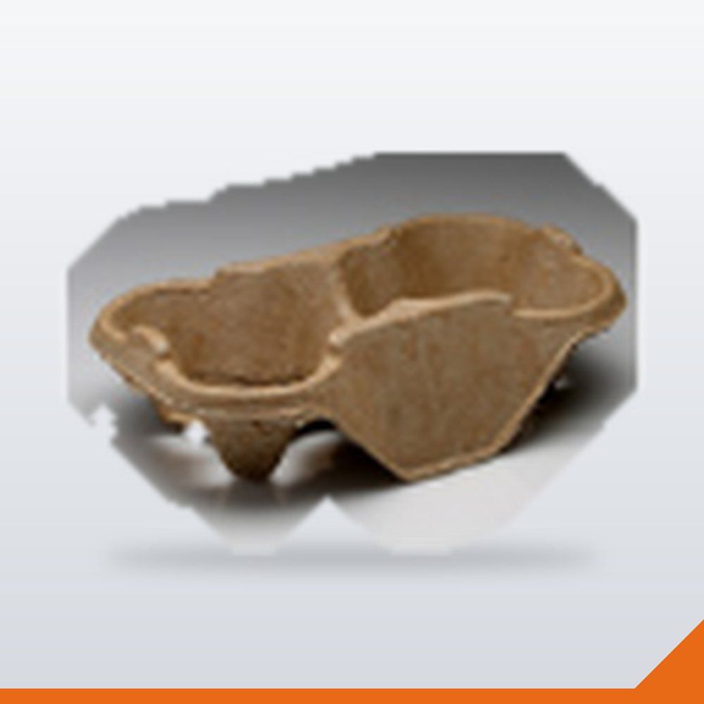 BOX-042-BRN-2CUP-P180 Cup Carry Tray Pulp – Brown, 2 cup, 180/Box