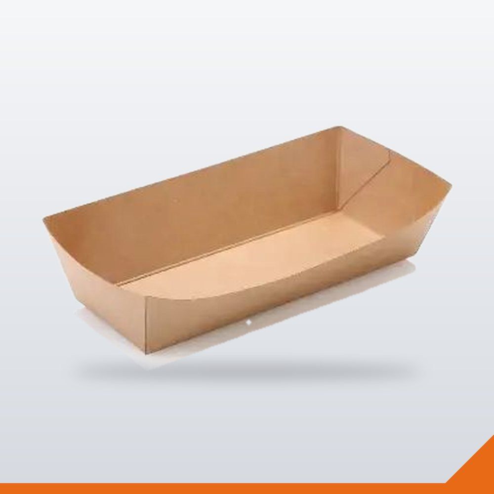 BOX-055-KFT-29OZ Hot Dog Tray Pre-Folded – Kraft 29oz – 500/Carton