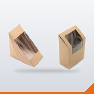 Sandwich Box with PLA Window – Kraft 120mm – 100/Pack
