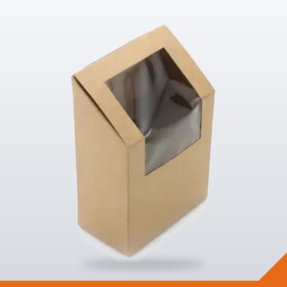 BOX-114-KFT-130 Wrap Box Half with Window PLA – Kraft 130mm – 100/Pack