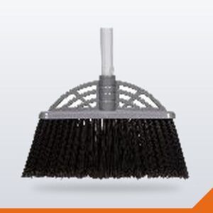 Whisk Broom Plastic Head – Metal Handle, Grey