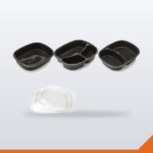 Meal Container 3 Compartment – Black 1000ml – 250/Carton