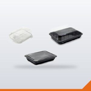 Sushi Container Tray & Lid Combo – Black, Medium, 250/Carton