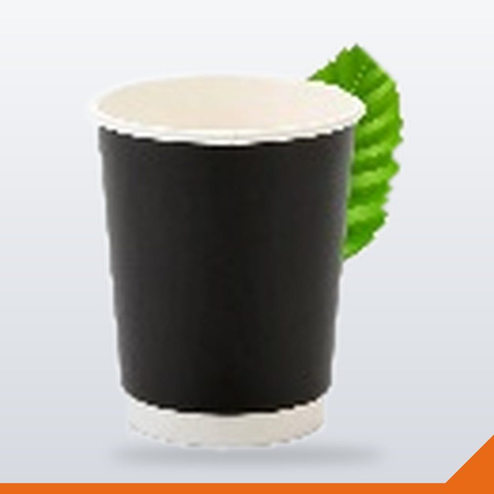 CUP-007-BLK-250ML-P25 Coffee Cup Double Wall PLA – Black, 250ml, 25/Pack