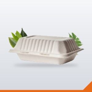 Bagasse Clamshell 1 Compartment Rectangular – 1000ml – 50/Pack