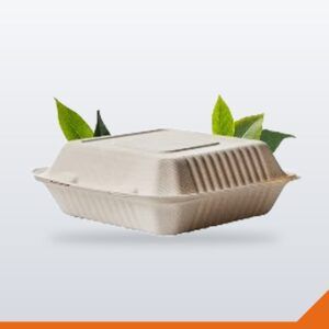 Bagasse Clamshell 1 Compartment Square – 1000ml