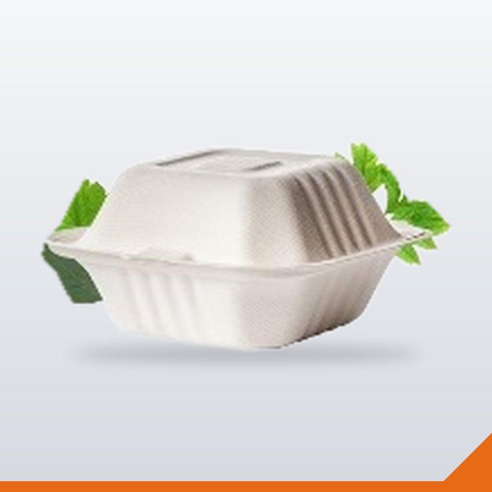 ECO-009-AST-450ML Bagasse Clamshell Burger – Assorted, 450ml, 50/Pack