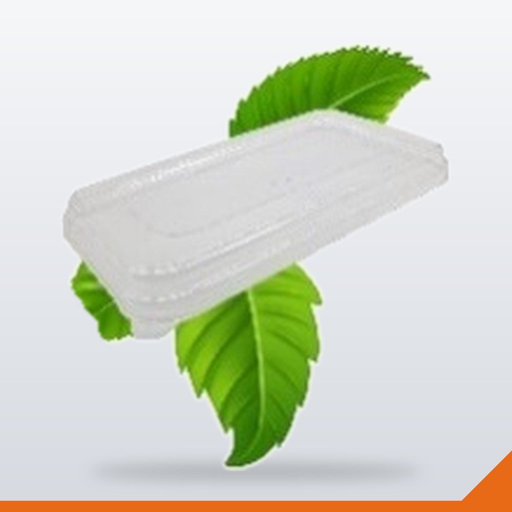 ECO-017-CLR-1000ML Bagasse Container Lid PET Rectangular – Clear, 1000ml