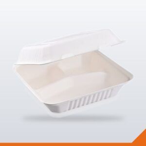 Lunch Box Bagasse 3 Compartment – White 1L – 200/Carton