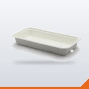 Snack Tray Bagasse Rectangular Deep – White 600ml – 400/Carton